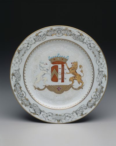 Bord met wapen, ca. 1740 door School Chinese