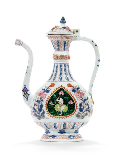 Rose-Imari kan en deksel voor de Midden-Oosterse markt, tweede kwart van de 18e eeuw door School Chinese