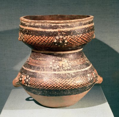 Vaas met ingesnoerde taille, uit Lanzhou, Gansu, late 3e millennium v.Chr. door School Chinese