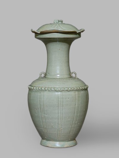 Vaas met deksel (groen aardewerk) door School Chinese