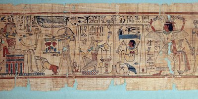 Egyptische oudheid: detail van de mythologische papyrus van Neskapashouty, graanschrijver van Amon