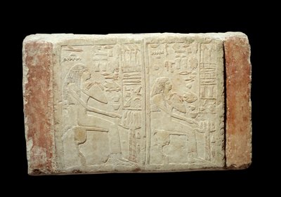 Egyptische antiquiteit: grafstèle in kalksteen van de dames Waten en Ousernebnet door School Egyptian