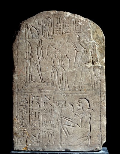 Egyptische oudheid: kalkstenen stèle in de naam van koning Anya