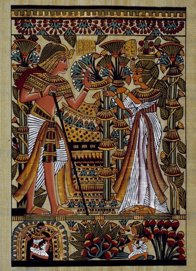Egyptische oudheden: offer aan de farao. Papyrus, Nieuwe Rijk door School Egyptian