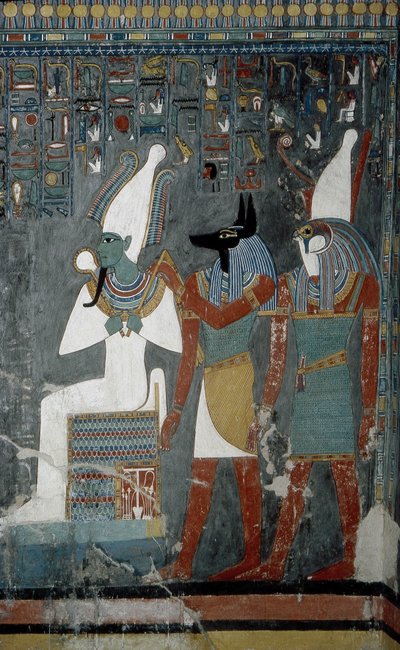 Luxor, Thebe: Vallei der Koningen, graf van Horemheb (-1343 - -1314), Egyptische farao waarop de godin Isis verschijnt. door School Egyptian