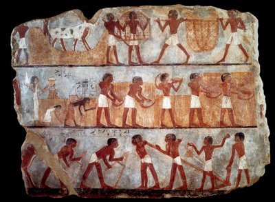 Zaaien en oogsten uit het graf van de schrijver Unsou (fresco) door School Egyptian