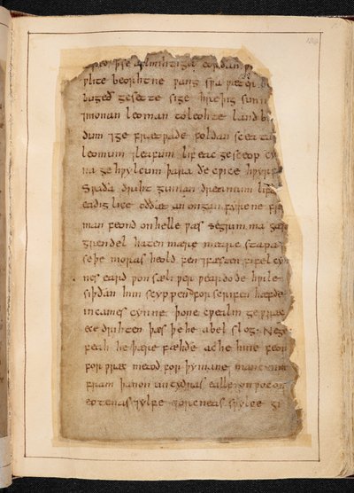 Een pagina van Beowulf uit folio
