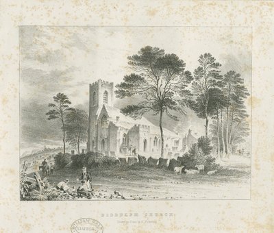 Biddulph (Oude) Kerk (lithografie) door School English