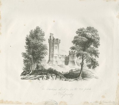 Biddulph - Wachtlodge in Knypersley Park: gravure door School English