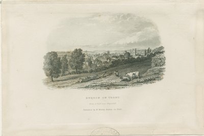 Burton-upon-Trent Brug en Stad (staalgravure) door School English