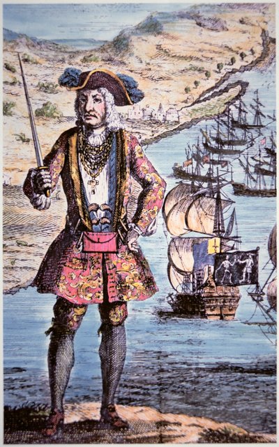 Kapitein Bartholomew Roberts, gegraveerd door James Basire door School English