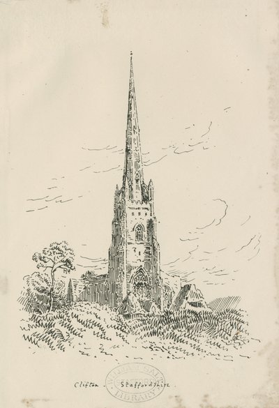 Clifton Campville Church: lithografie, nd [?ca. 1870] door School English