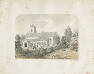Colwich Kerk (getinte lithografie) door School English