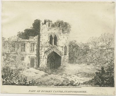 Dudley Castle - Het Poortgebouw: lithografie, nd [ca. 1801] door School English