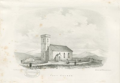 Foxt Kerk (lithografie) door School English