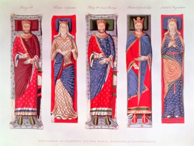 Hendrik II, Eleonora van Aquitanië, Richard I en Isabella van Angouleme (prent) door School English