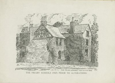 Lichfield - Friary Schools: lijngravure door School English