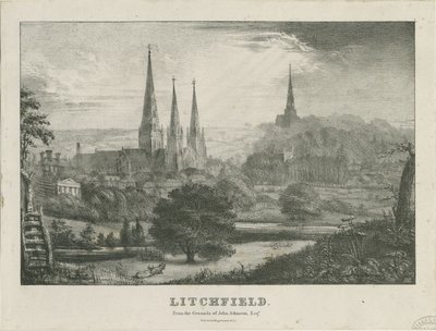Lichfield - Noordwestelijke Aanblik (lithografie, nd [?19e eeuw]) door School English