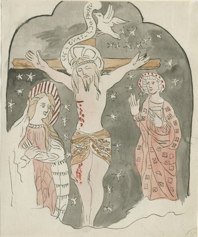 Lichfield - Voorstelling van de Kruisiging (Greyfriars): aquarel, nd [?eind 18e eeuw] door School English