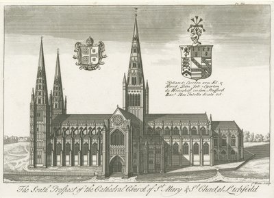 Lichfield Cathedral - Zuidaanzicht door School English