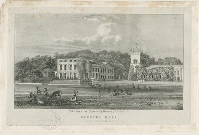 Okeover Hall (lithografie) door School English