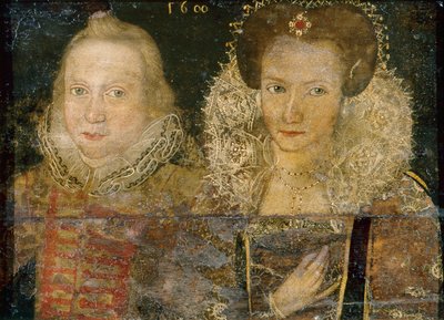 Portret van een jonge man en vrouw door School English