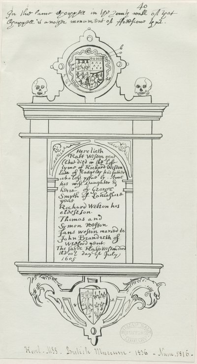 Rugeley Kerk (Oud) - Monument voor Rafe Weston door School English