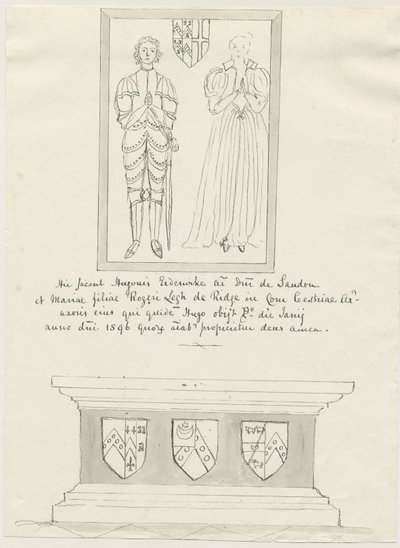 Sandon Kerk - Graf van Hugh Erdeswicke en Mary [Legh] door School English