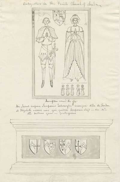 Sandon Kerk - Graf van Sampson Erdeswicke en Elizabeth [Grey] door School English