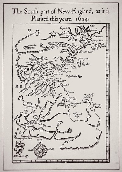 Zuidelijk deel van New England zoals het dit jaar 1634 is geplant door School English