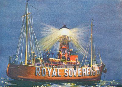 Het Royal Sovereign Lichtschip, gestationeerd bij Beachy Head, VK door School English