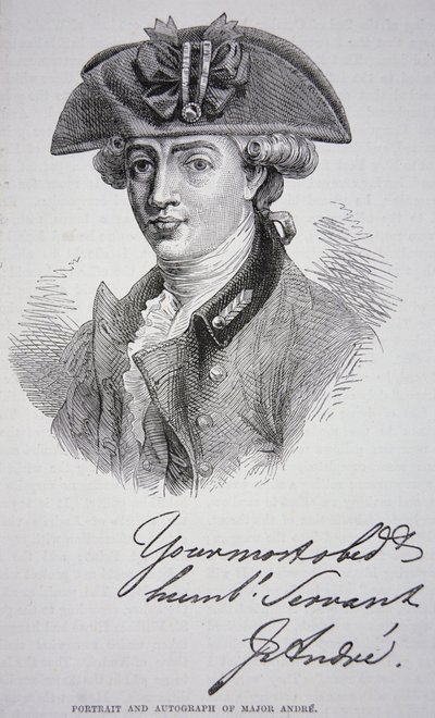 Het Portret en de Handtekening van Majoor John Andre door School English