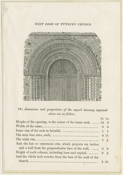 Tutbury Priory Church - Westelijke Deur (gravure) door School English