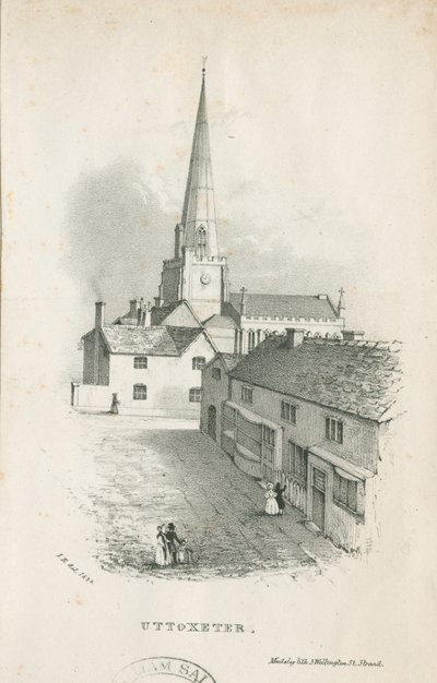 Uttoxeter Church (lithografie) door School English