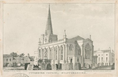 Uttoxeter Church [Nieuw]: lithografie, nd [ca. 1839] door School English
