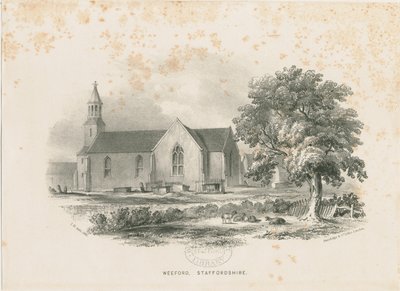 Weeford Church (lithografie) door School English