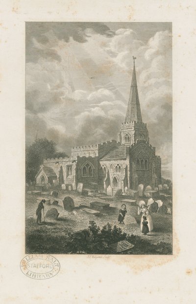 Wolstanton Kerk (gravure, nd [?19e eeuw]) door School English