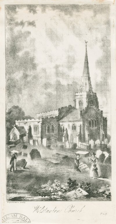 Wolstanton Kerk (lithografie) door School English