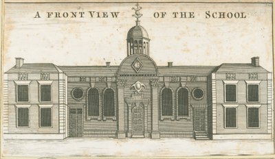 Wolverhampton - Grammar School: aquatint gravure, nd [c 1751] door School English
