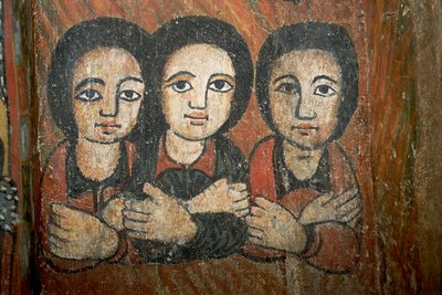 Detail van muurschildering door School Ethiopian
