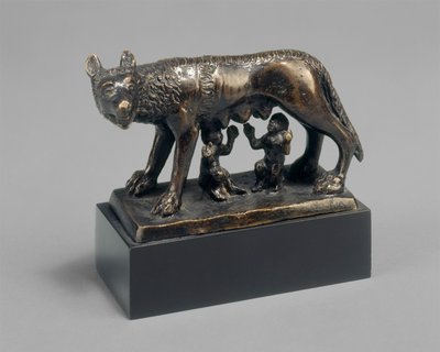 Romulus en Remus gezoogd door een wolvin door School Florentine