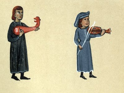 Een troubadour uit de middeleeuwen, illustratie uit 
