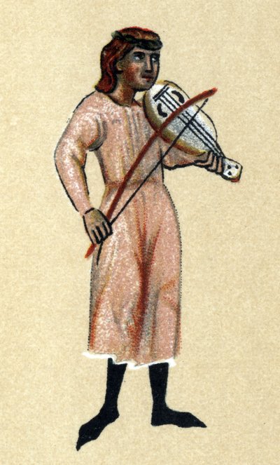 Een troubadour uit de Middeleeuwen, illustratie uit 