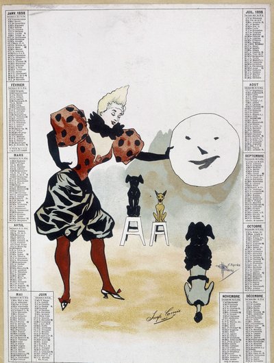 Circus: de geleerde honden - kalender, Arts Deco door School French