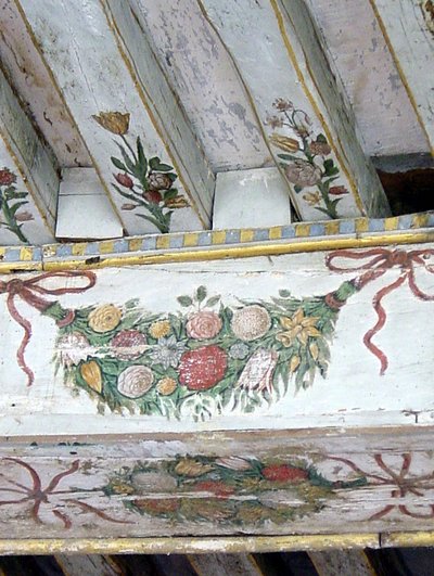 Detail van geschilderde balken door School French