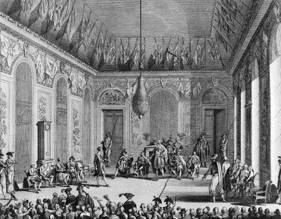 Franse Revolutie: Verhoor van de Uitvoerende Raad, Politiek Regime Belast met Uitvoerende Macht, 30 Brumaire An IV (21 november 1795). Parijs, Bibliotheek van het Instituut voor Geschiedenis van de Revolutie door School French