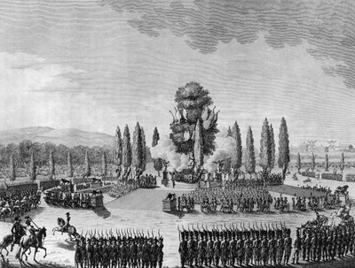 Franse Revolutie: Republikeins feest van de overwinningen op het Champ de Mars in Parijs op 10 Prairial An IV (29 mei) door School French