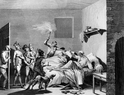 Franse revolutie en anti-revolutionaire beweging: Loiserolles fils werd gered door zijn vader die zijn plaats innam in de revolutionaire rechtbank op 26 juli 1794 en voor hem stierf. Parijs, Bibliotheek van het Instituut voor Geschiedenis van de Revolutie door School French