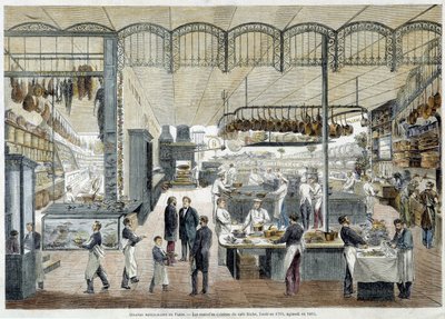 Grote restaurants in Parijs: de nieuwe keukens van het Café Riche, opgericht in 1785, uitgebreid in 1865 door School French