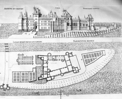 Kaart van het Kasteel van Creil in Picardië. door School French